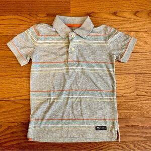 GAP KIDS Striped Polo Shirt Cotton Gray Multi Stripes Toddler Boy’s Size 4-5